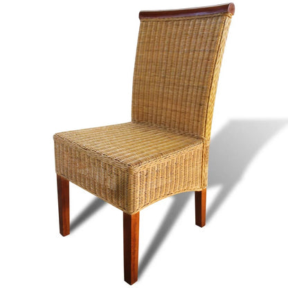 vidaXL Dining Chairs 2 pcs Brown Natural Rattan - OLBRIT