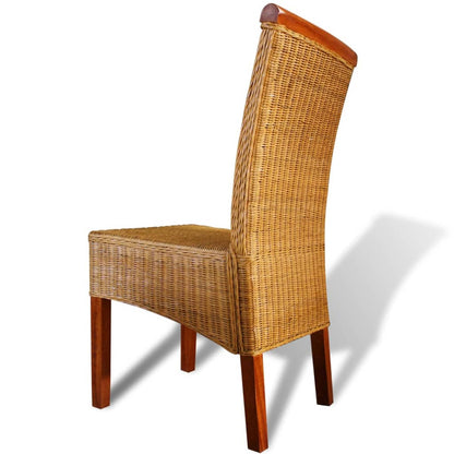 vidaXL Dining Chairs 2 pcs Brown Natural Rattan - OLBRIT