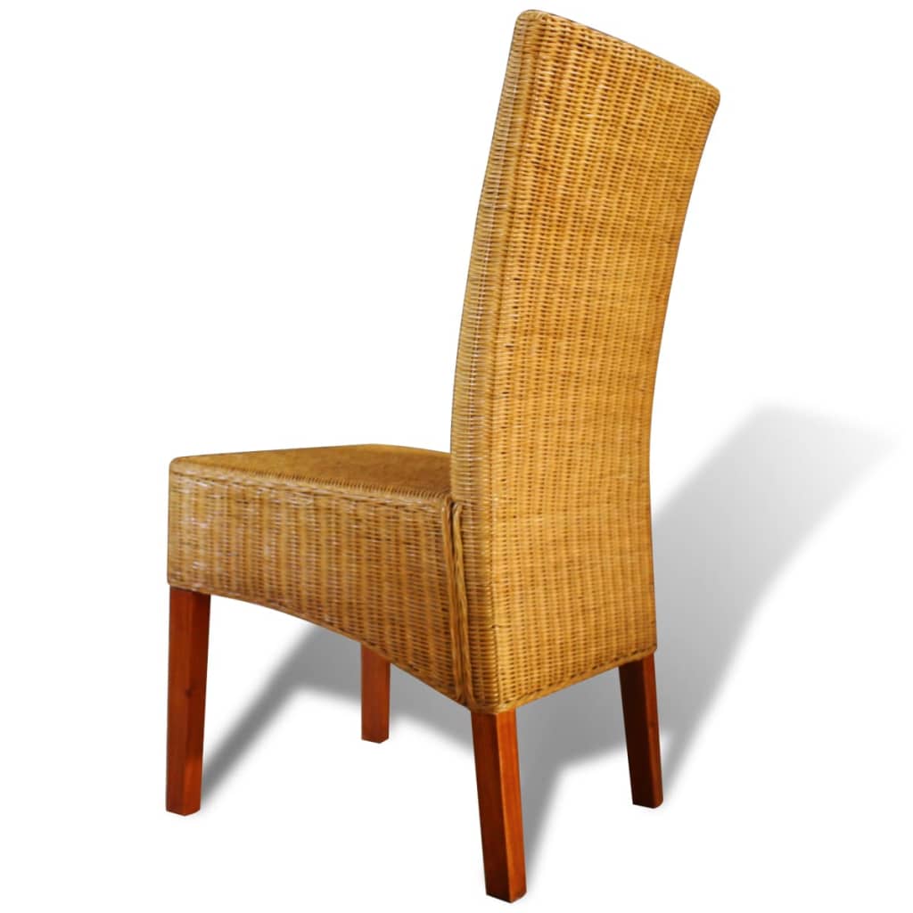 Dining Chairs 2 pcs Brown Natural Rattan - OLBRIT