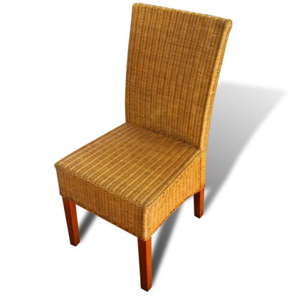 Dining Chairs 2 pcs Brown Natural Rattan - OLBRIT