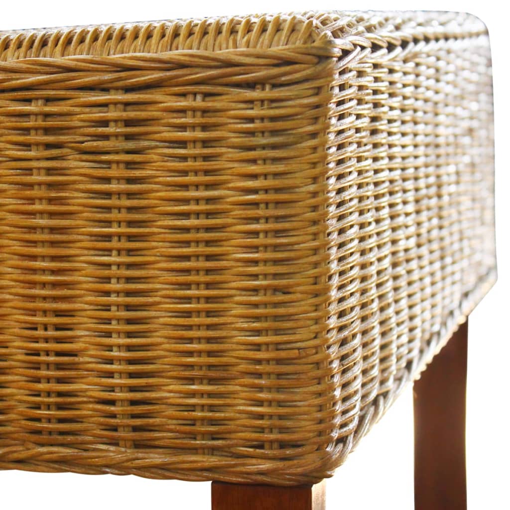 Dining Chairs 2 pcs Brown Natural Rattan - OLBRIT