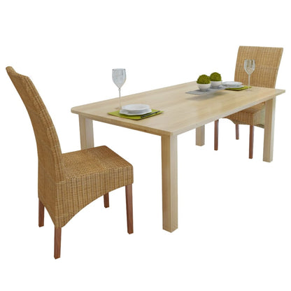 Dining Chairs 2 pcs Brown Natural Rattan - OLBRIT