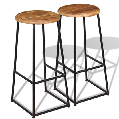 Bar Stools 2 pcs Solid Teak Wood - OLBRIT