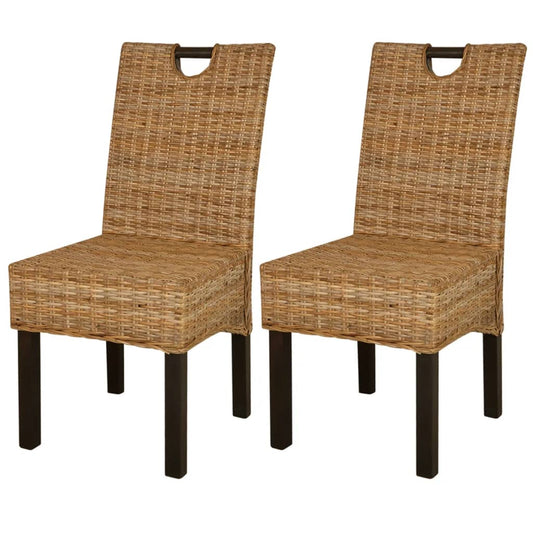 vidaXL Dining Chair 2 pcs Kubu Rattan Mango Wood - OLBRIT