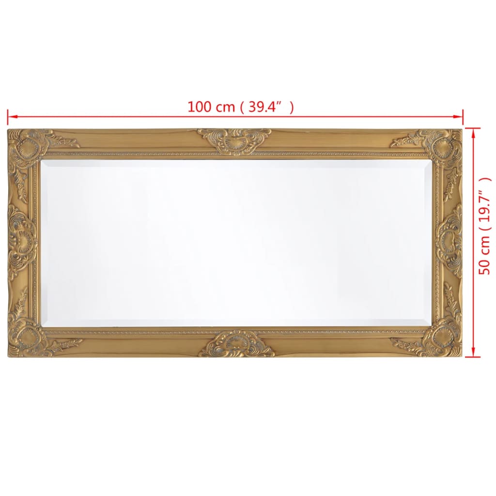 Wall Mirror Baroque Style 100x50 cm Gold - OLBRIT