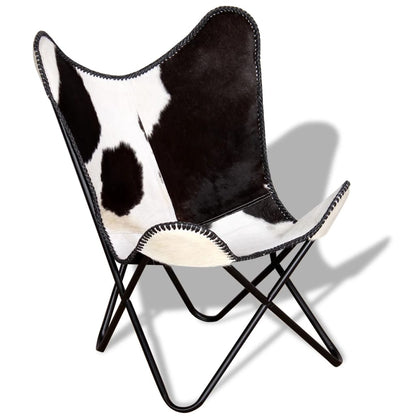 Butterfly Chair Black and White Real Cowhide Leather - OLBRIT