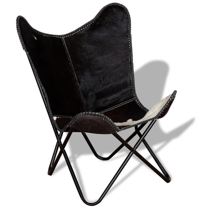 Butterfly Chair Black and White Real Cowhide Leather - OLBRIT
