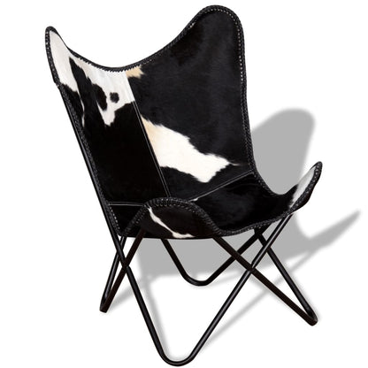Butterfly Chair Black and White Real Cowhide Leather - OLBRIT