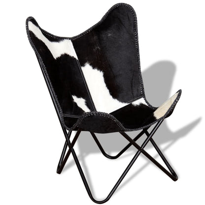 Butterfly Chair Black and White Real Cowhide Leather - OLBRIT