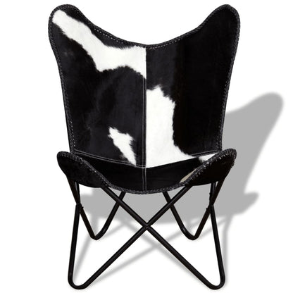 Butterfly Chair Black and White Real Cowhide Leather - OLBRIT