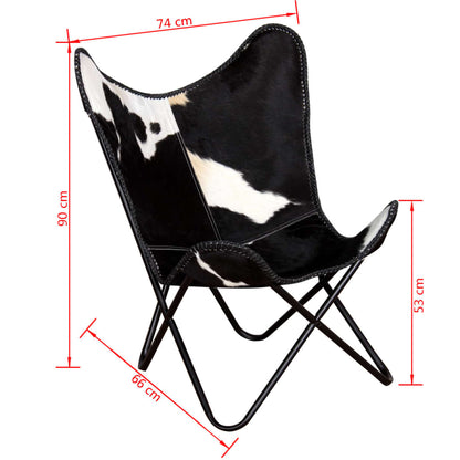 Butterfly Chair Black and White Real Cowhide Leather - OLBRIT