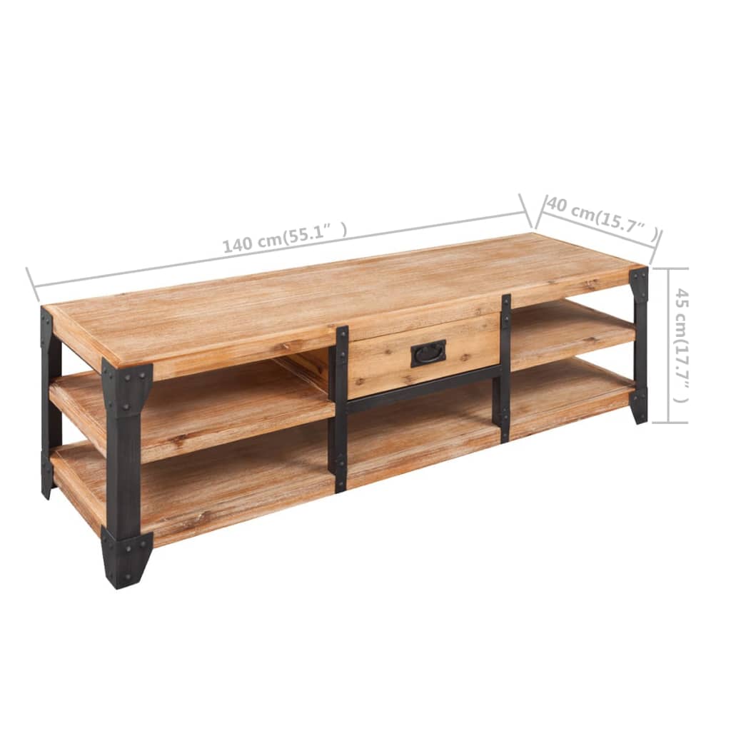 TV Stand Solid Acacia Wood 140x40x45 cm - OLBRIT
