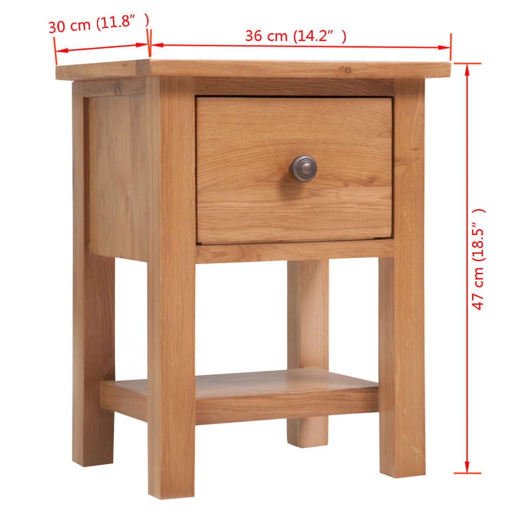 Nightstand 36x30x47 cm Solid Oak Wood - OLBRIT