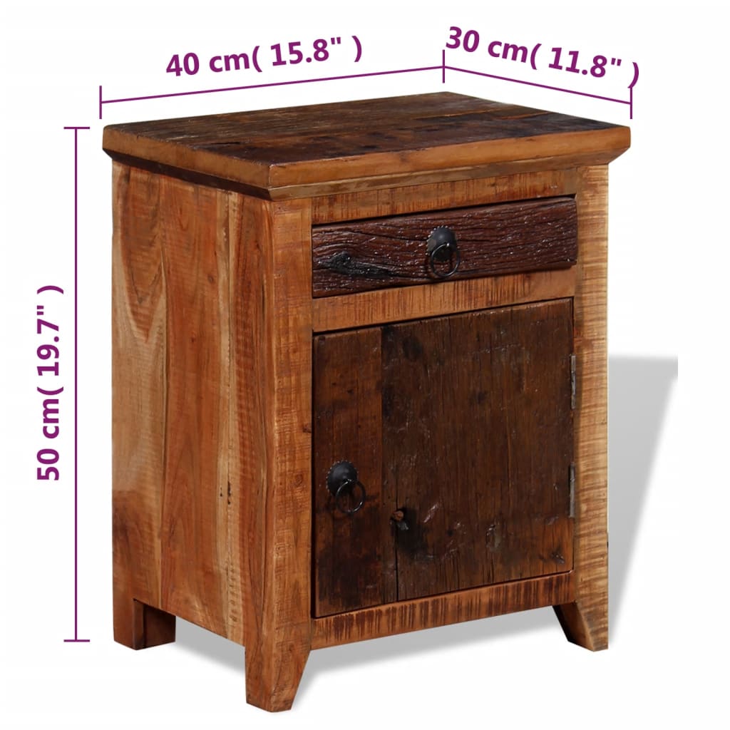 Nightstand Solid Acacia Reclaimed Wood - OLBRIT