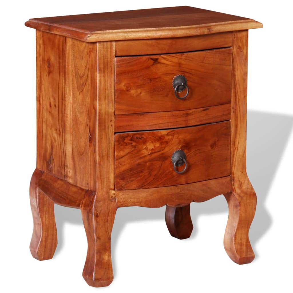 Nightstand with Drawers Solid Acacia Wood - OLBRIT