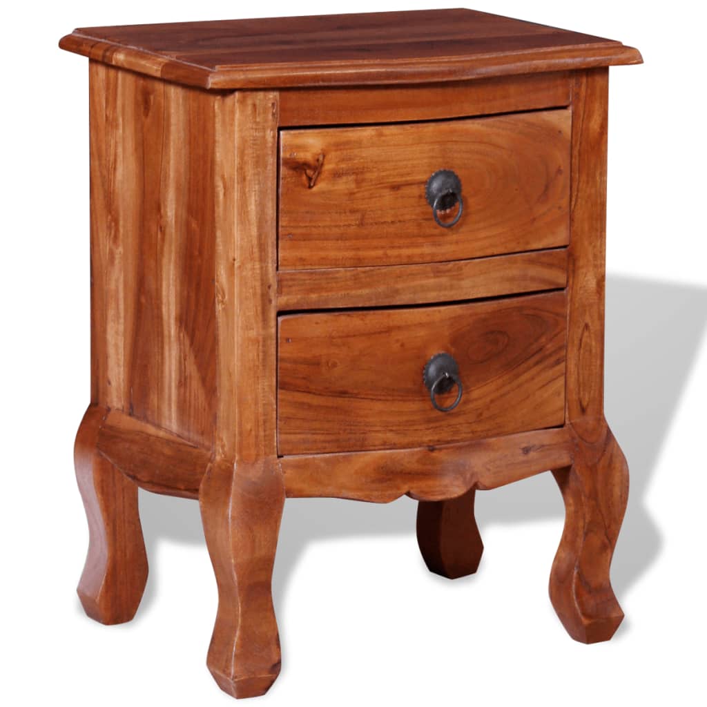 Nightstand with Drawers Solid Acacia Wood - OLBRIT