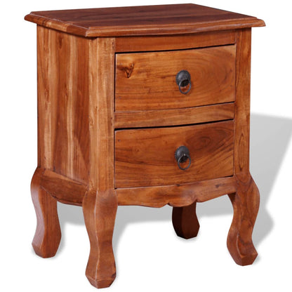 Nightstand with Drawers Solid Acacia Wood - OLBRIT