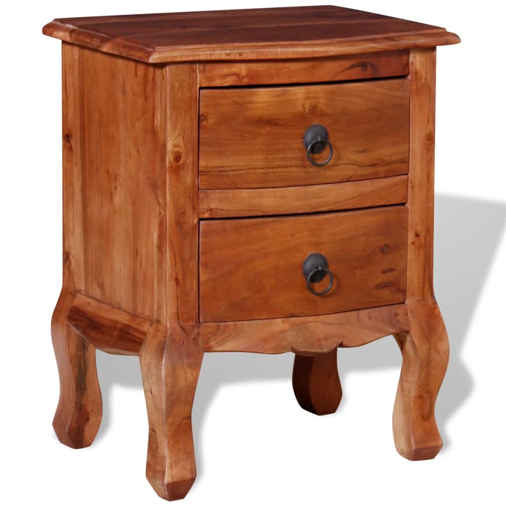 Nightstand with Drawers Solid Acacia Wood - OLBRIT