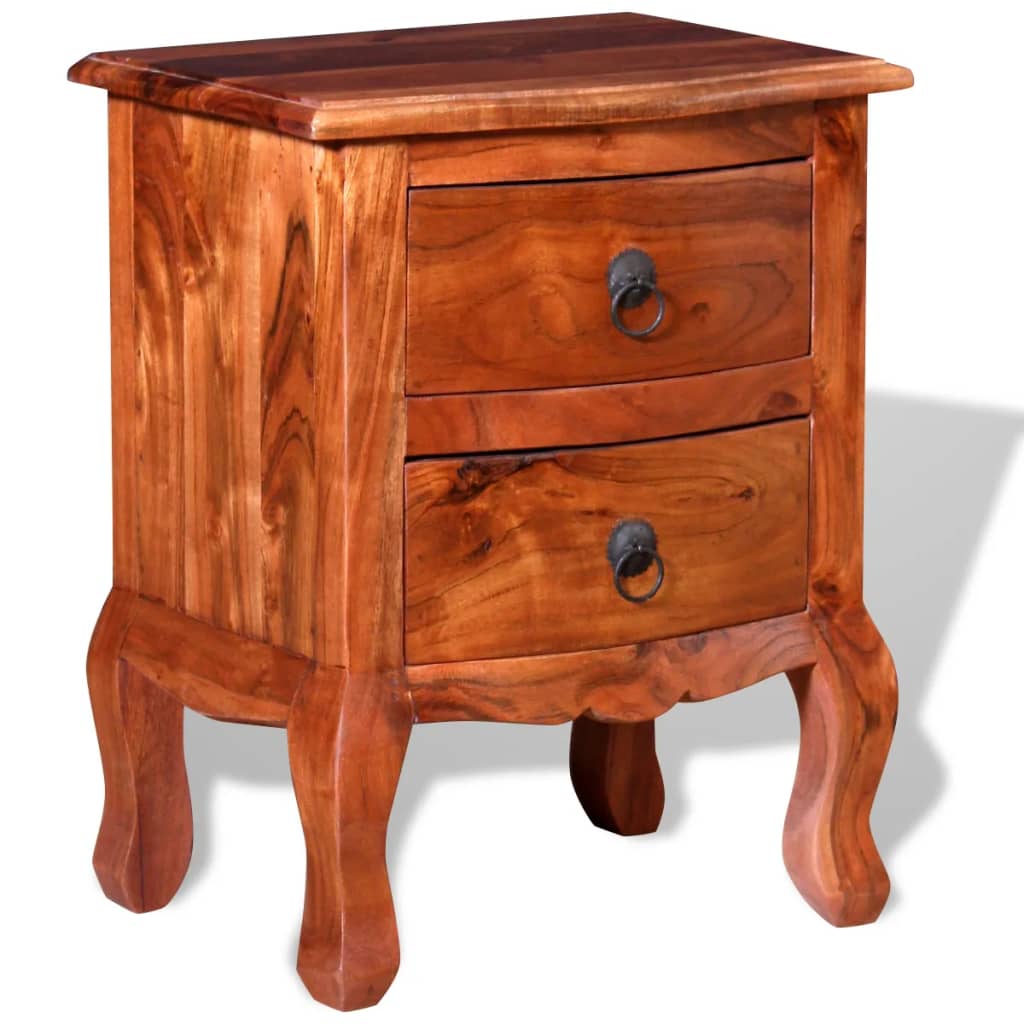 Nightstand with Drawers Solid Acacia Wood - OLBRIT