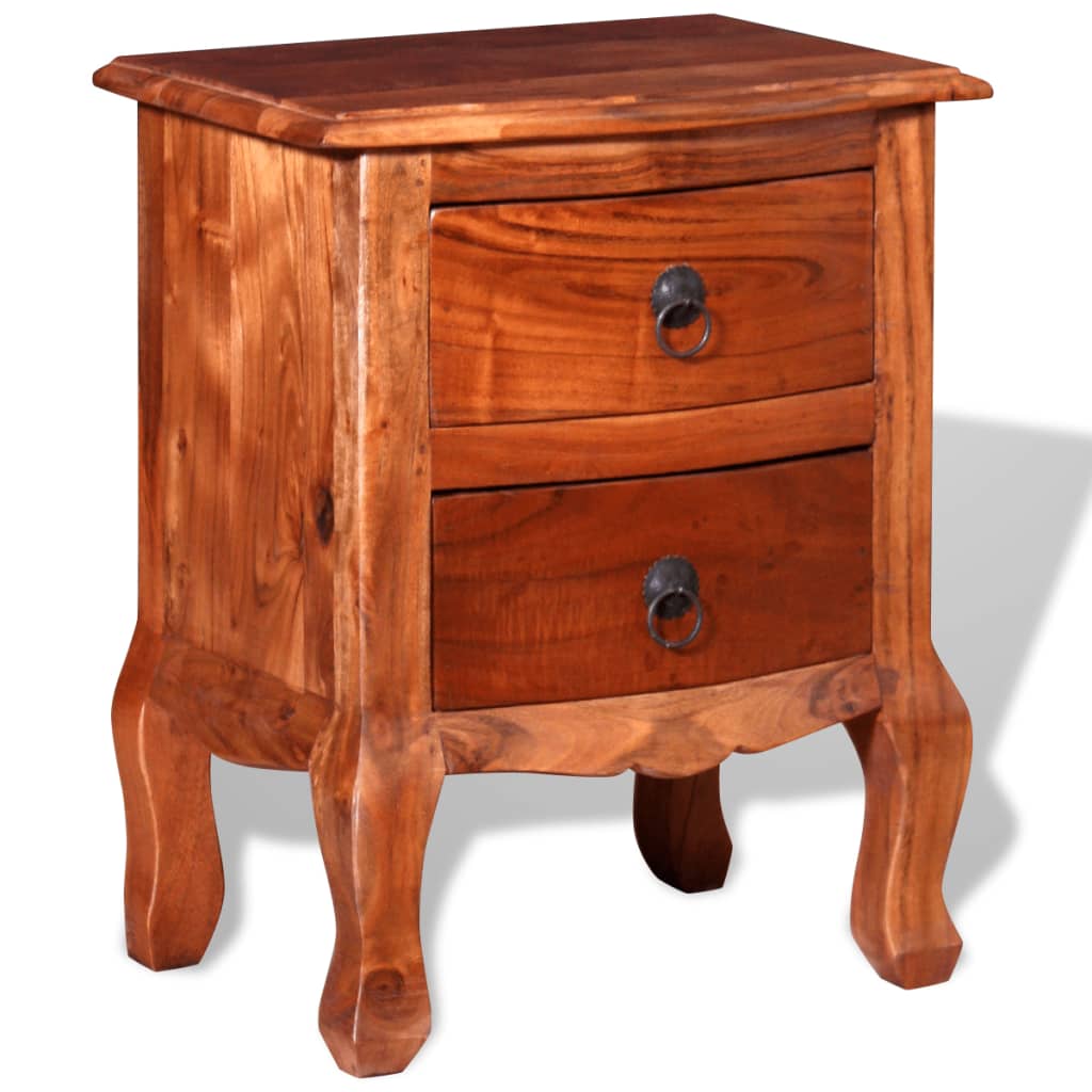 Nightstand with Drawers Solid Acacia Wood - OLBRIT