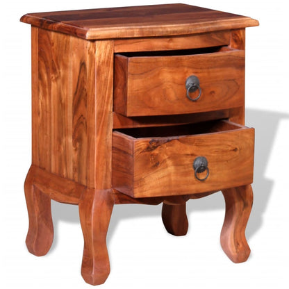 Nightstand with Drawers Solid Acacia Wood - OLBRIT