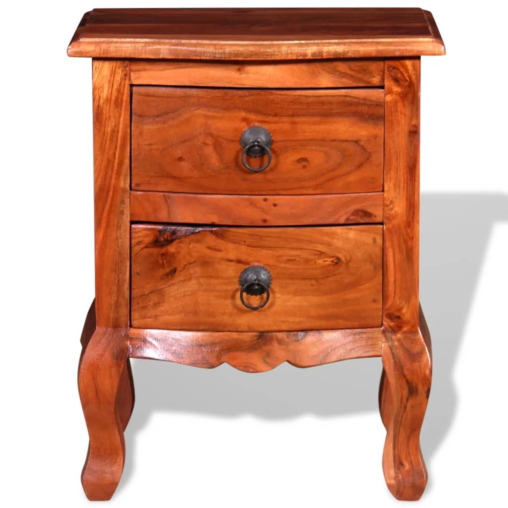Nightstand with Drawers Solid Acacia Wood - OLBRIT