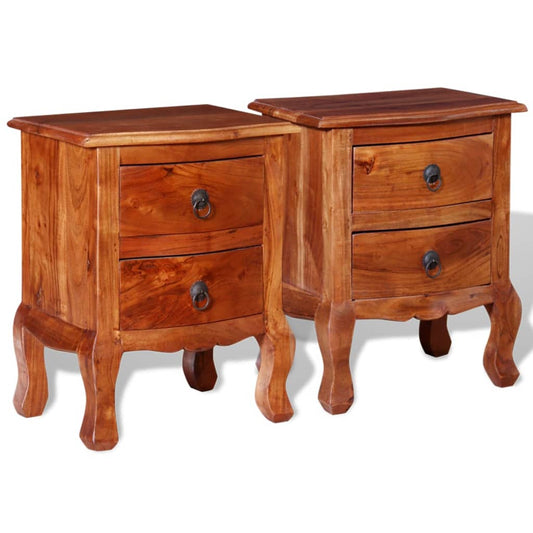 Nightstands with Drawers 2 pcs Solid Acacia Wood - OLBRIT