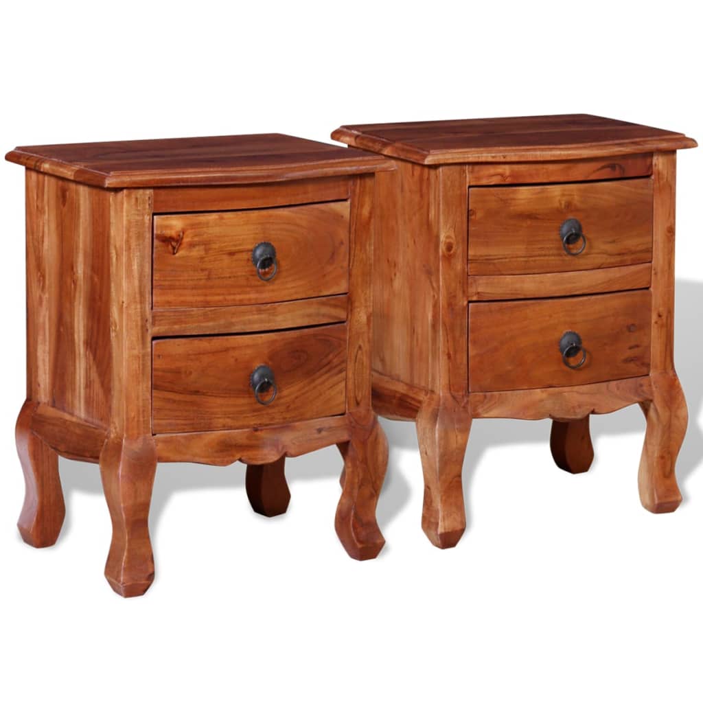 Nightstands with Drawers 2 pcs Solid Acacia Wood - OLBRIT