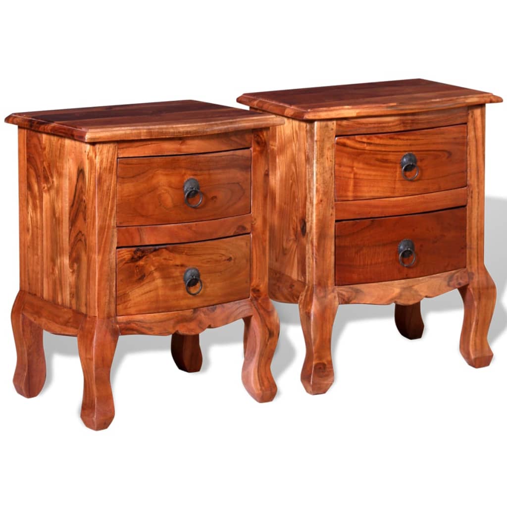 Nightstands with Drawers 2 pcs Solid Acacia Wood - OLBRIT