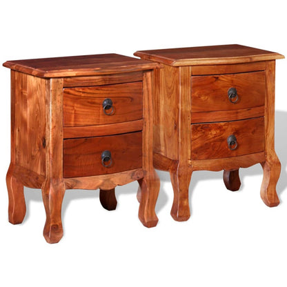 Nightstands with Drawers 2 pcs Solid Acacia Wood - OLBRIT
