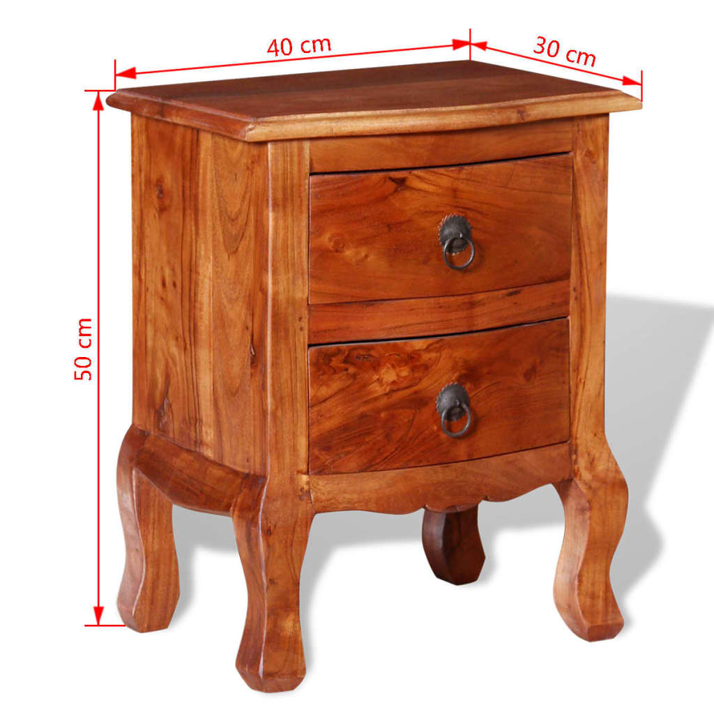 Nightstands with Drawers 2 pcs Solid Acacia Wood - OLBRIT