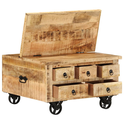 Coffee Table Rough Mango Wood 70x70x40 cm - OLBRIT