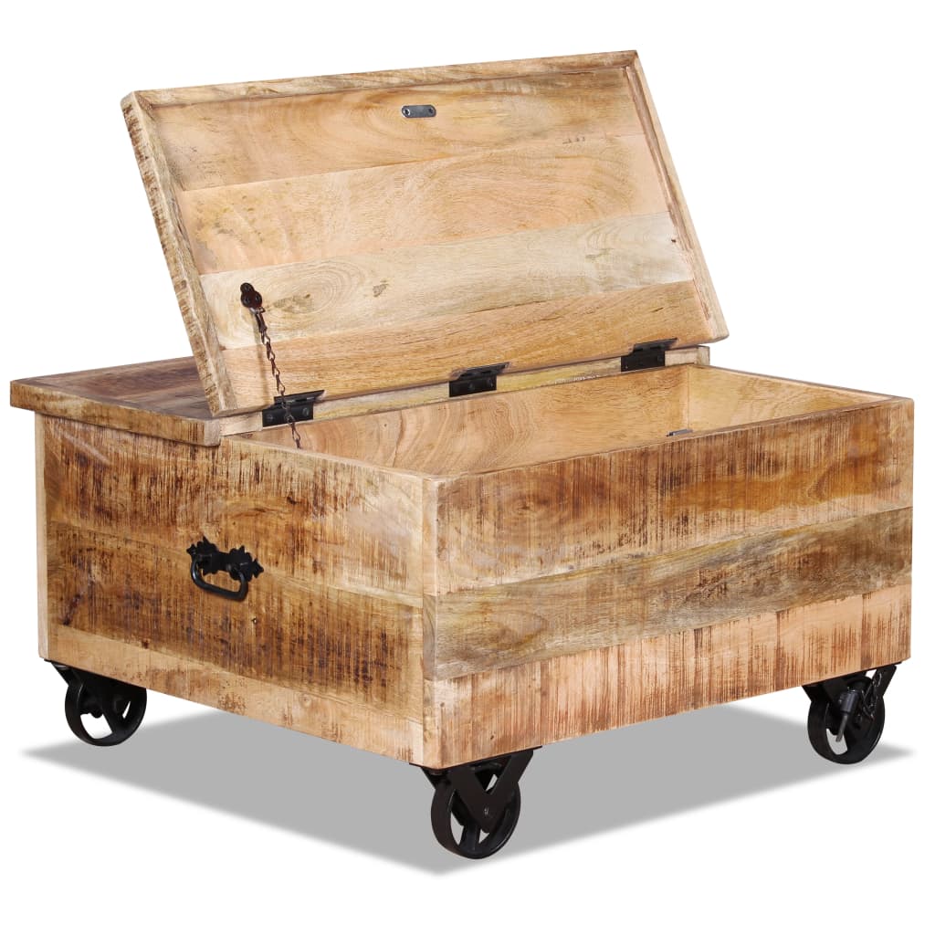 Coffee Table Rough Mango Wood 70x70x40 cm - OLBRIT