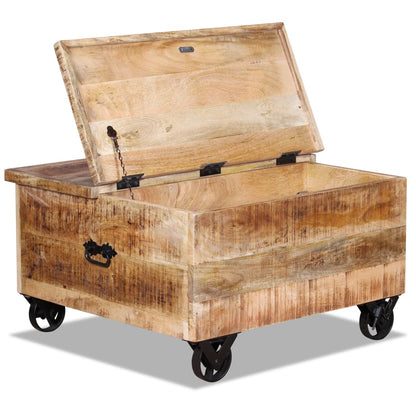 Coffee Table Rough Mango Wood 70x70x40 cm - OLBRIT