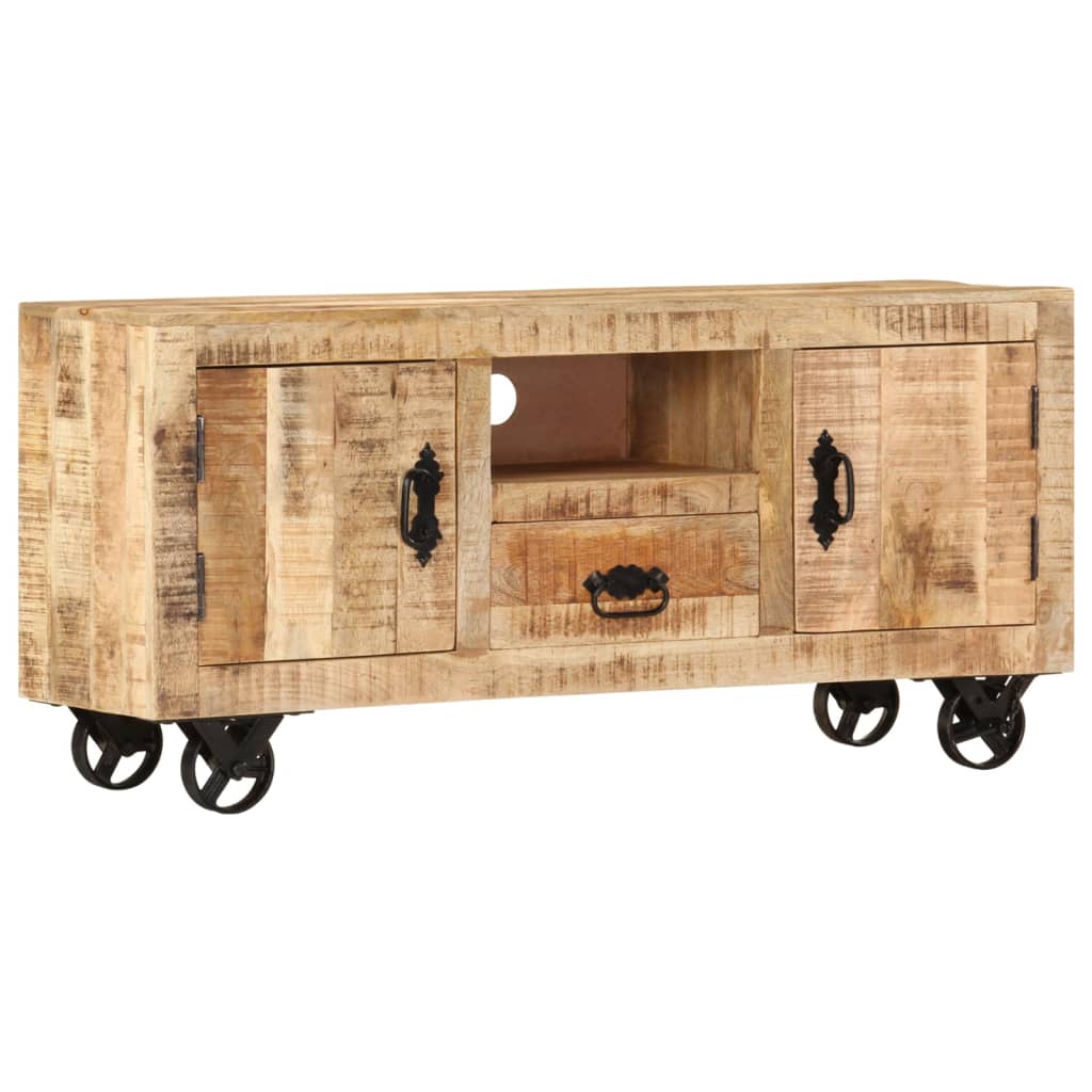 TV Cabinet Rough Mango Wood 110x30x50 cm - OLBRIT