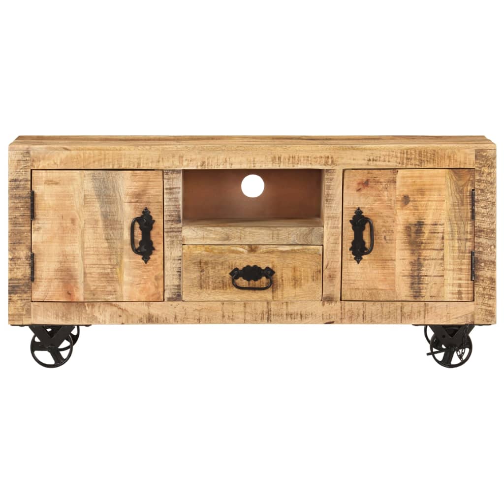 TV Cabinet Rough Mango Wood 110x30x50 cm - OLBRIT