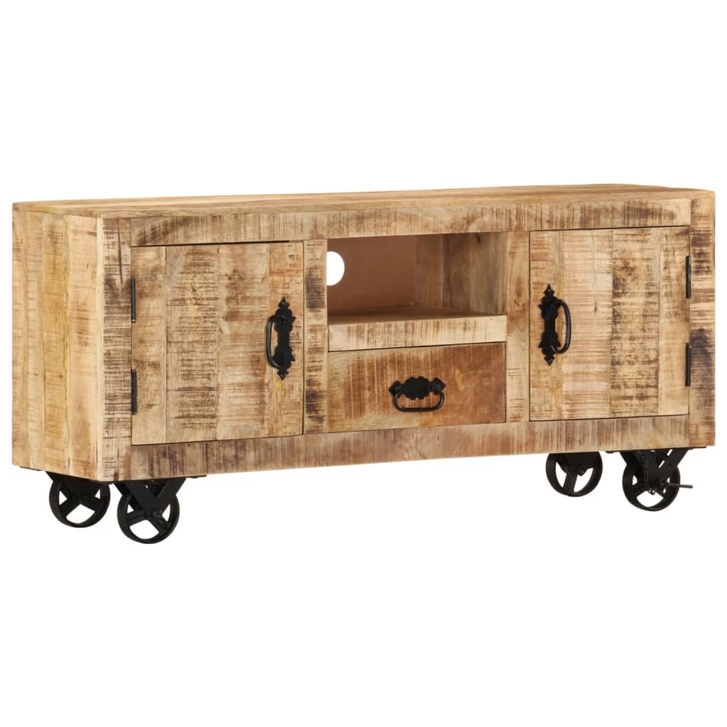 TV Cabinet Rough Mango Wood 110x30x50 cm - OLBRIT