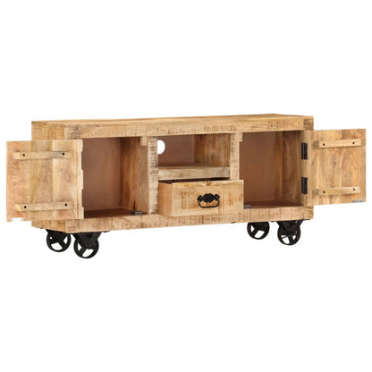 TV Cabinet Rough Mango Wood 110x30x50 cm - OLBRIT
