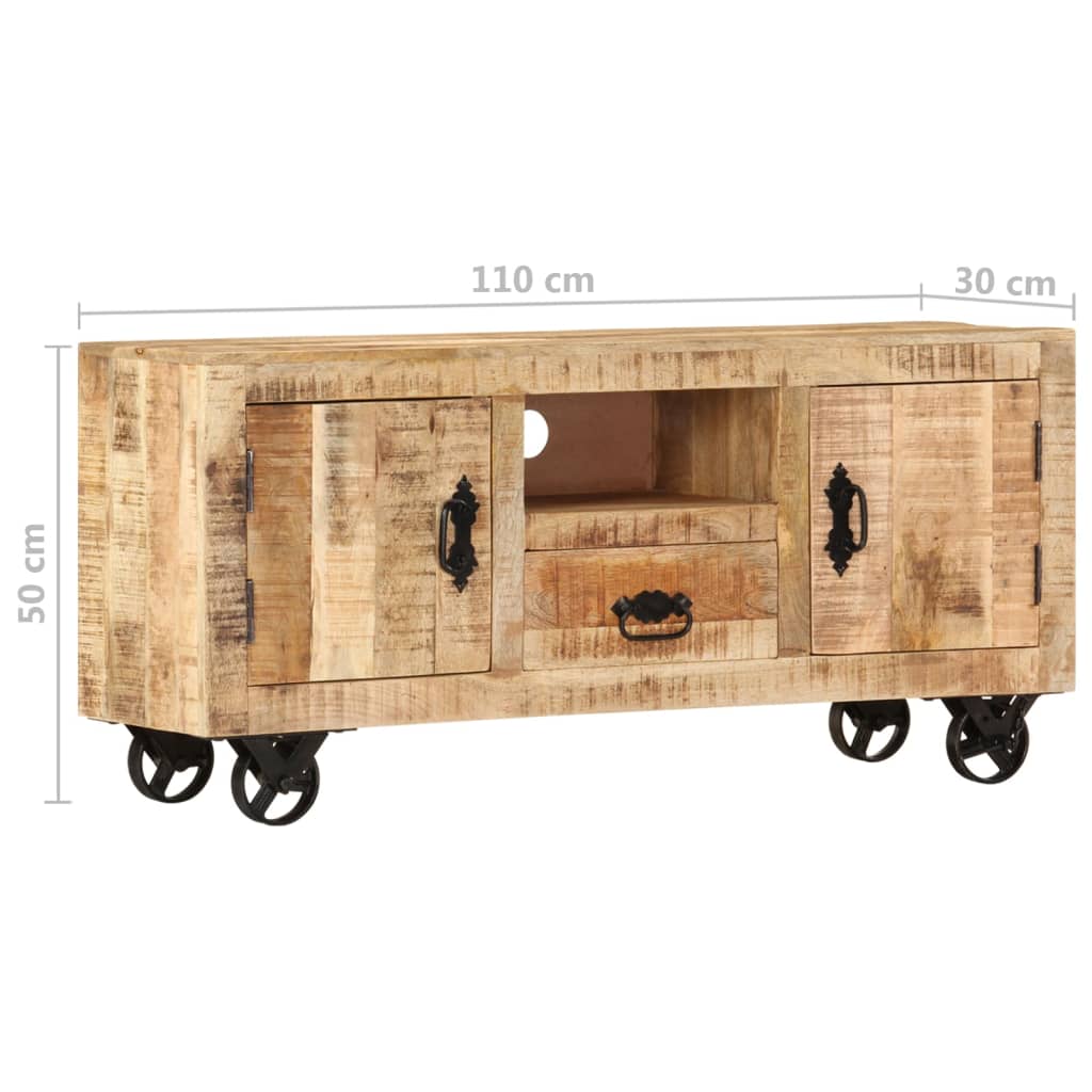 TV Cabinet Rough Mango Wood 110x30x50 cm - OLBRIT