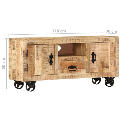 TV Cabinet Rough Mango Wood 110x30x50 cm - OLBRIT