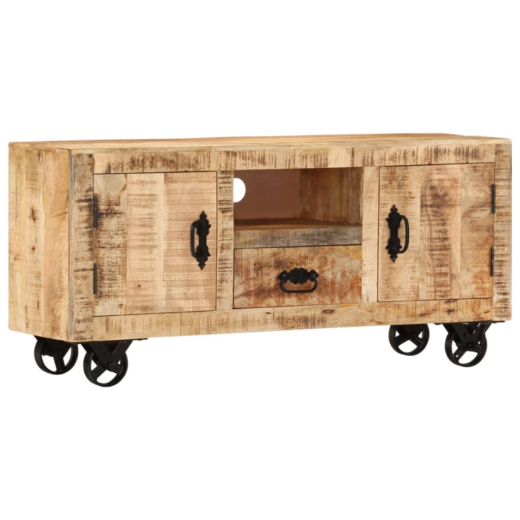TV Cabinet Rough Mango Wood 110x30x50 cm - OLBRIT
