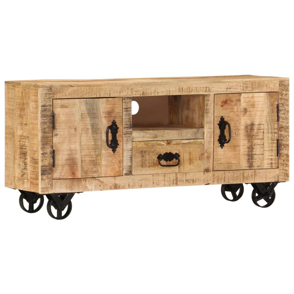 TV Cabinet Rough Mango Wood 110x30x50 cm - OLBRIT