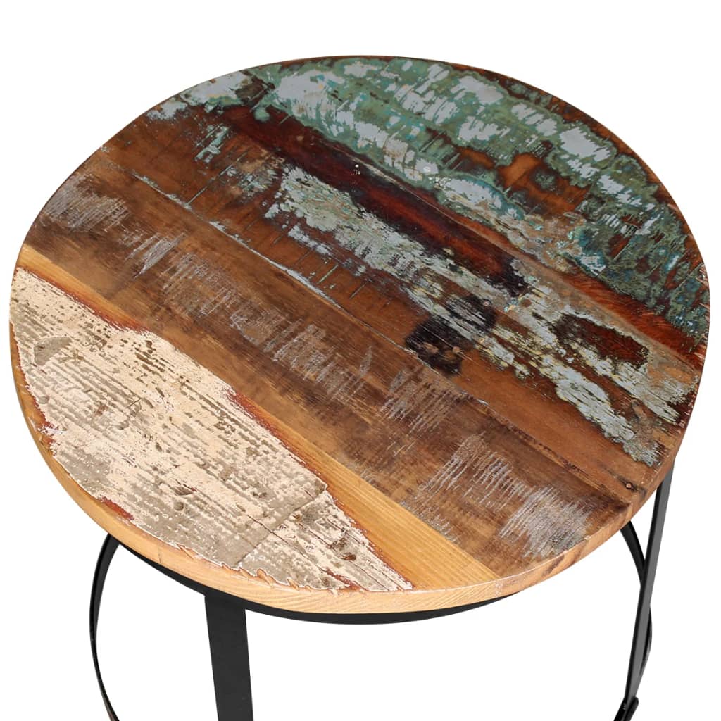 Two Piece Coffee Table Set Solid Reclaimed Wood Round 40cm/50cm - OLBRIT