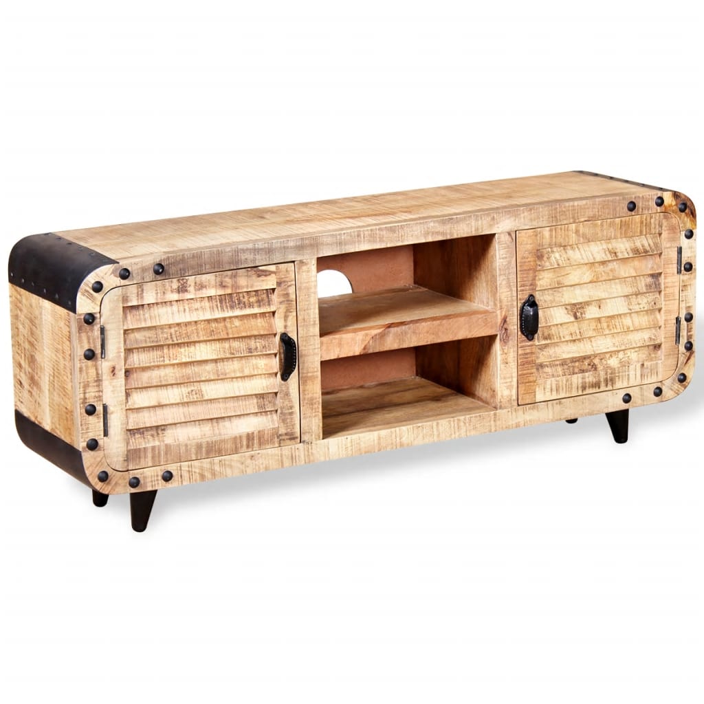 TV Cabinet Rough Mango Wood 120x30x50 cm - OLBRIT