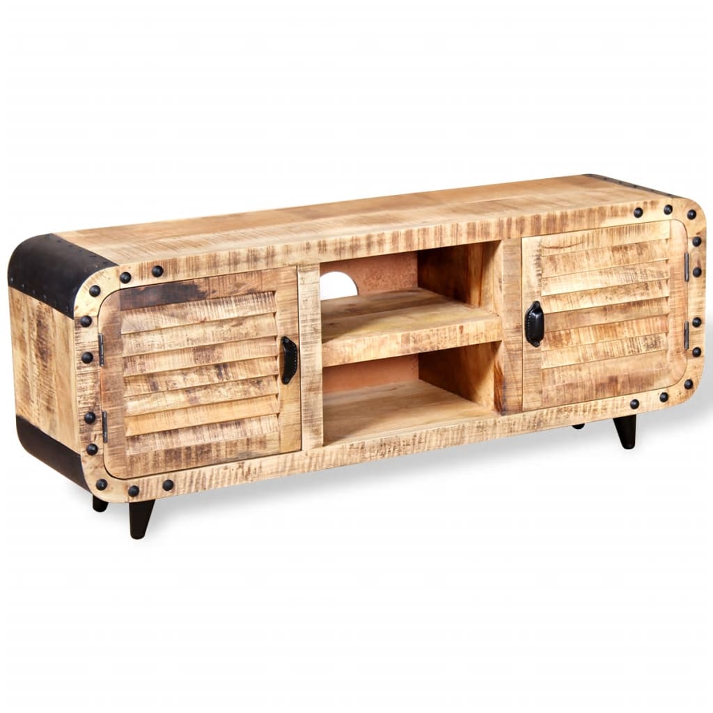 TV Cabinet Rough Mango Wood 120x30x50 cm - OLBRIT