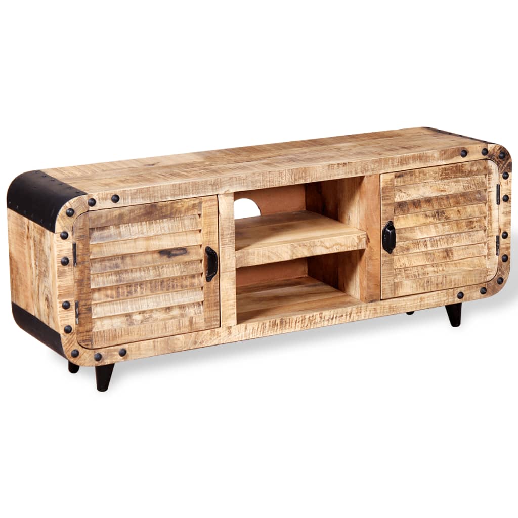 TV Cabinet Rough Mango Wood 120x30x50 cm - OLBRIT