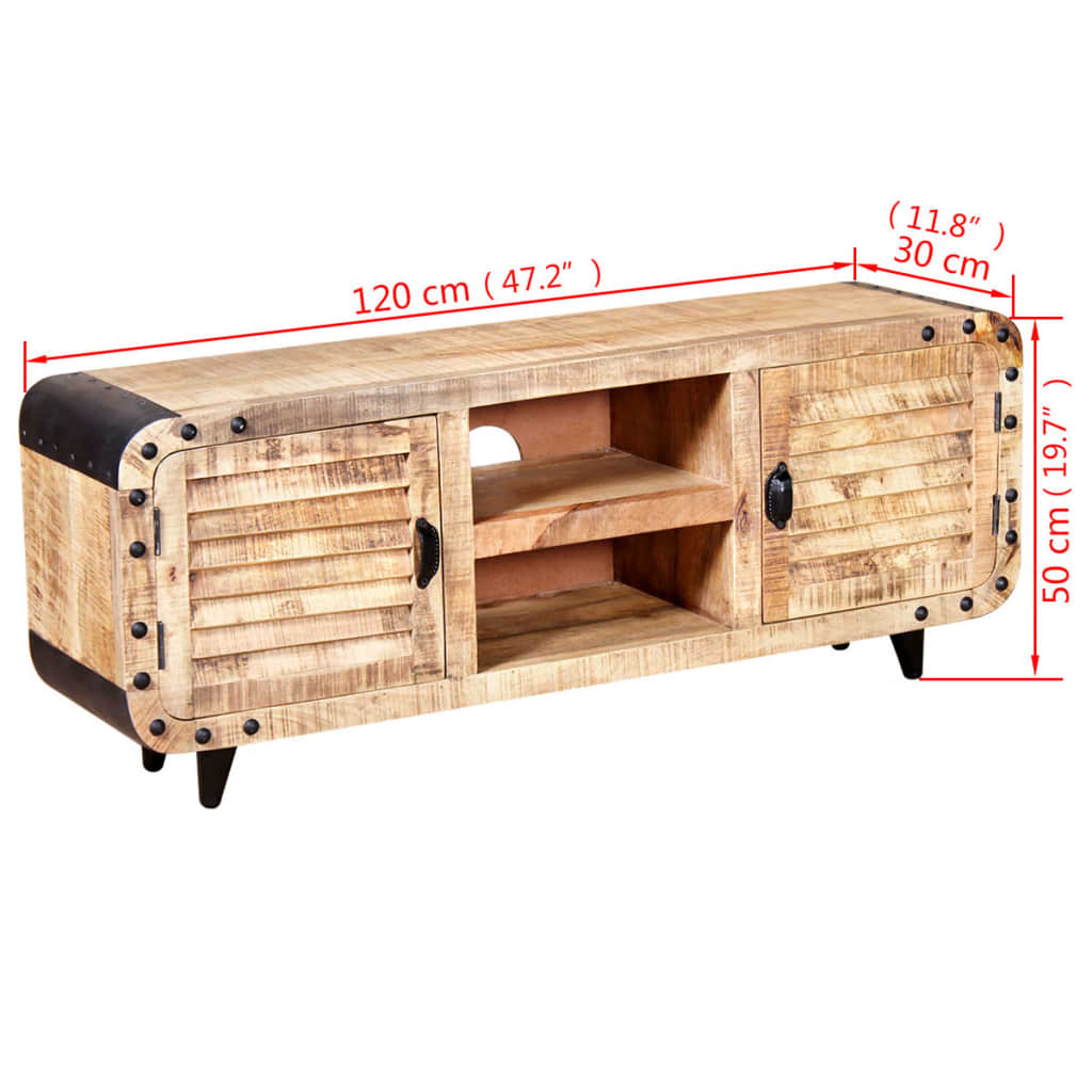 TV Cabinet Rough Mango Wood 120x30x50 cm - OLBRIT