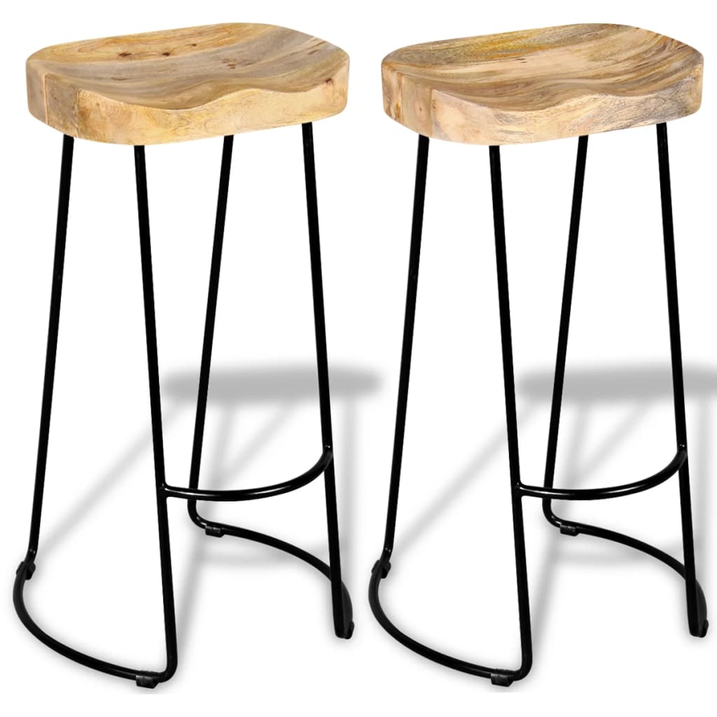 Bar Stools 2 pcs Solid Mango Wood - OLBRIT