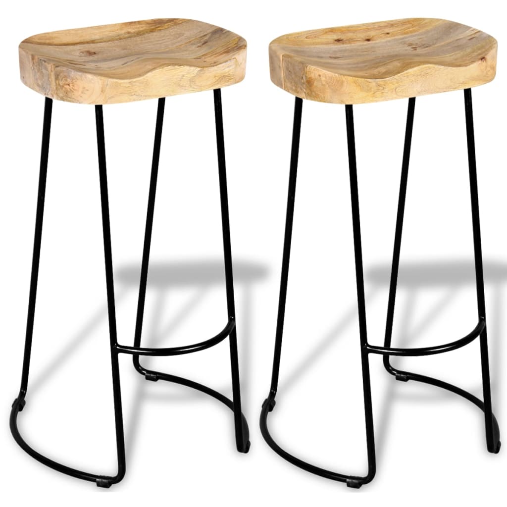 Bar Stools 2 pcs Solid Mango Wood - OLBRIT
