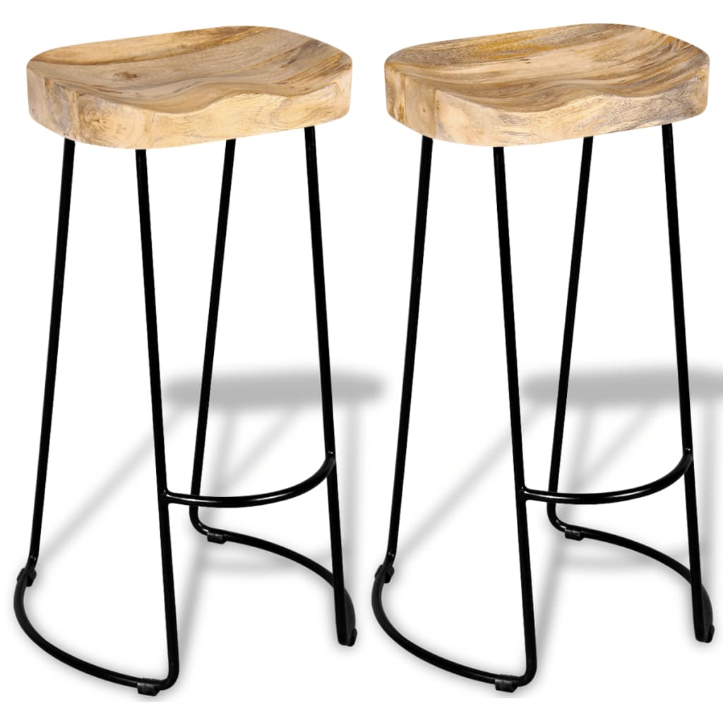 Bar Stools 2 pcs Solid Mango Wood - OLBRIT